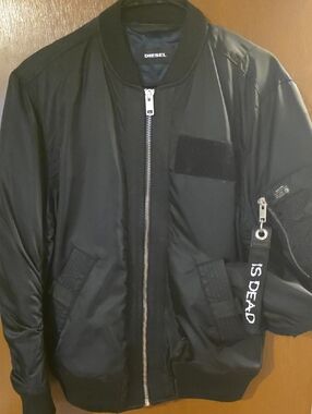 Diesel Black Bomber Jacket with Sleeve Tag